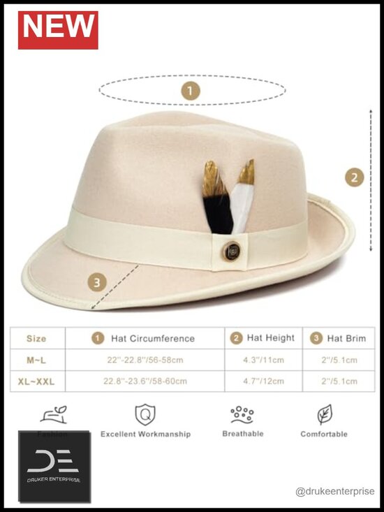 Short Brim Felt Fedora Hat with Feather Panama Dress Hat